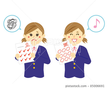 Female student with test answer sheet Female student with test answer sheet 85006691