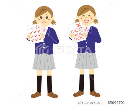 Female student with test answer sheet Female student with test answer sheet 85006701