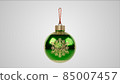 christmas ball. new year ornament with carved winter patterns. 3d illustration 85007457