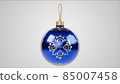 christmas ball. new year ornament with carved winter patterns. 3d illustration 85007458