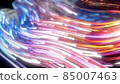 glowing glass trails. fiber optic technology concept with multiple lines. 3d illustration 85007463