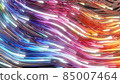 glowing glass trails. fiber optic technology concept with multiple lines. 3d illustration 85007464