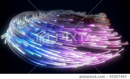 glowing glass trails. fiber optic technology concept with multiple lines. 3d illustration glowing glass trails. fiber optic technology concept with multiple lines. 3d illustration 85007465