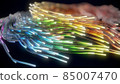 glowing glass trails. fiber optic technology concept with multiple lines. 3d illustration 85007470