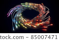 glowing glass trails. fiber optic technology concept with multiple lines. 3d illustration 85007471