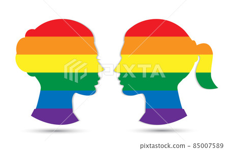 LGBT women icons, rainbow flag vector illustration LGBT women icons, rainbow flag vector illustration 85007589