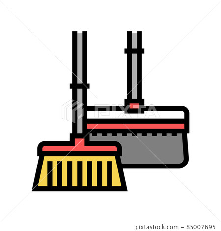 broom and brush for clean dust color icon vector illustration broom and brush for clean dust color icon vector illustration 85007695