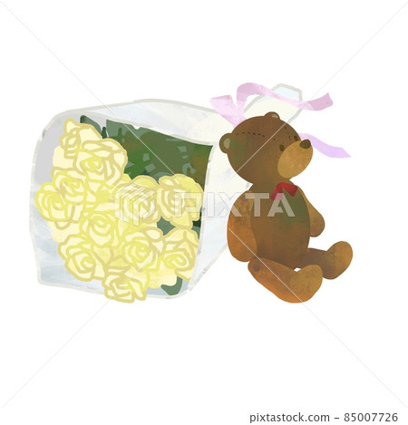 Illustration of a bouquet of white roses and a... - Stock Illustration ...