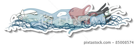 Plastic waste pile on white background 85008574