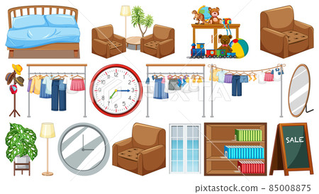 Set of interior furniture and decorations 85008875