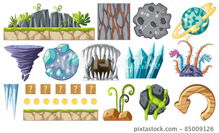 Set of isolated game objects and elements - Stock Illustration ...
