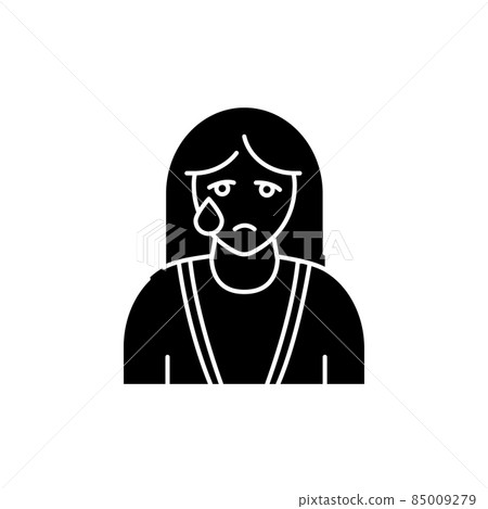 Cemetery location line color icon. Isolated vector element. Outline pictogram 85009279