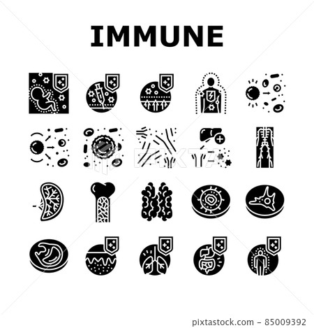 Immune System Disease And Treat Icons Set Vector 85009392
