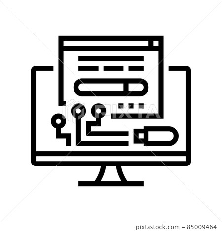 driver software line icon vector illustration 85009464