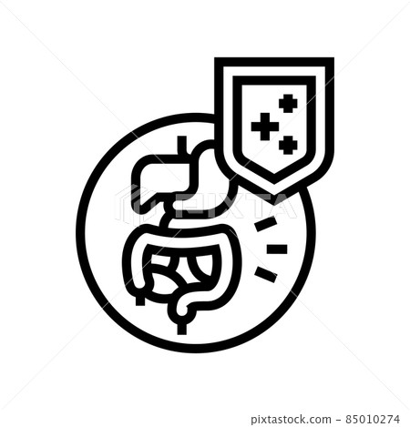 digestive tract immunity defense line icon vector illustration digestive tract immunity defense line icon vector illustration 85010274