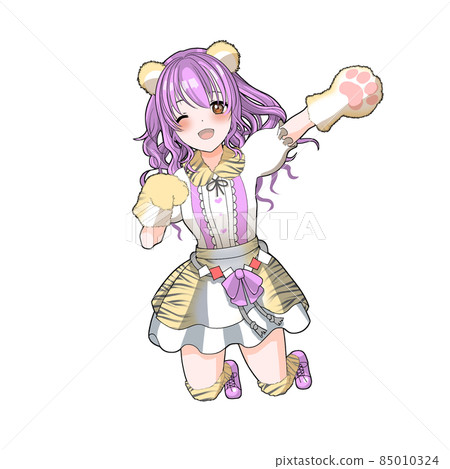 Purple curly hair idol in charge of tiger cosplay celebrating the year of the tiger Purple curly hair idol in charge of tiger cosplay celebrating the year of the tiger 85010324