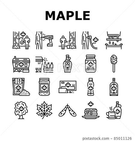 Maple Syrup Delicious Liquid Icons Set Vector Maple Syrup Delicious Liquid Icons Set Vector 85011126