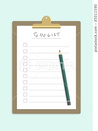 Fashionable material for binders and pencils sandwiching documents with handwritten TO DO LIST characters 85011590
