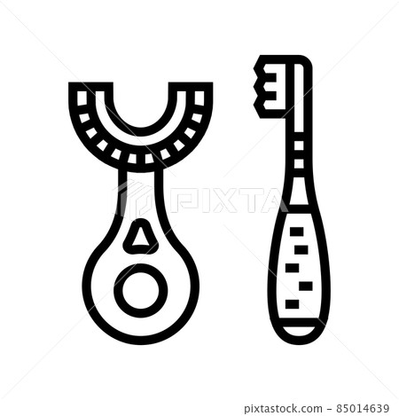 toddler toothbrush line icon vector illustration - Stock Illustration ...