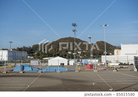 Deserted parking on a summer sunny day. 85015580