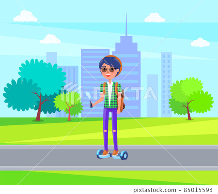 Girl Riding on Personal Transporter in Park 85015593