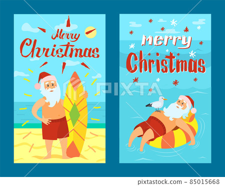 Merry Christmas Santa Claus and Surfing Board Xmas Merry Christmas Santa Claus and Surfing Board Xmas 85015668