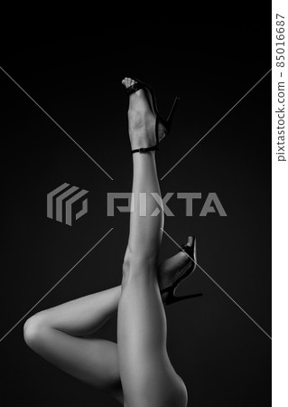 Sexy female legs in the black background. 85016687