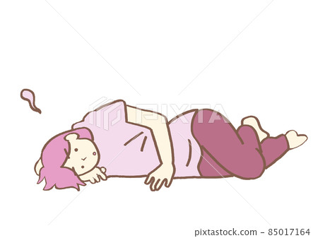 Depression, a woman lying unmotivated, simple 85017164