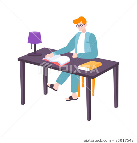 Table Book Reading Composition 85017542