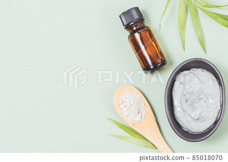 Organic cosmetics background with clay mask 85018070