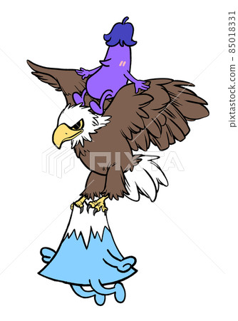 一隻富士、兩隻鷹和三個茄子的插圖 85018331