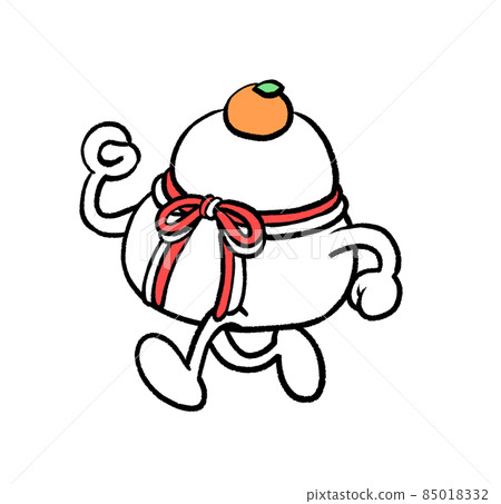 頭上掛著橘子走路的鏡麻糬插圖 85018332