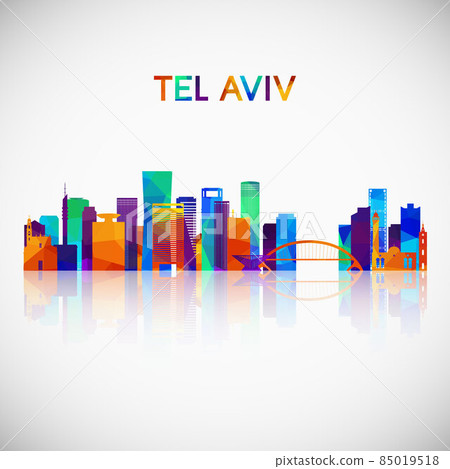 Tel Aviv skyline silhouette in colorful geometric style. 85019518