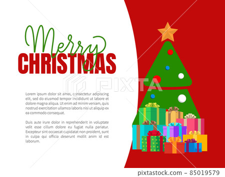 Merry Christmas Greeting Card with Fir Tree Vector Merry Christmas Greeting Card with Fir Tree Vector 85019579