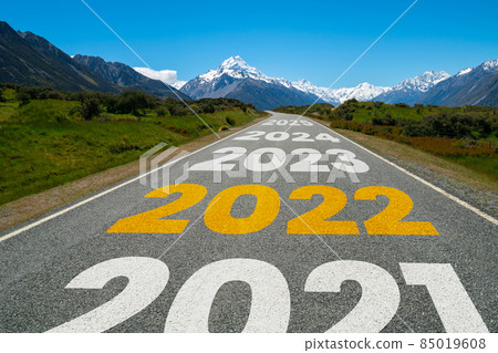 2022 New Year road trip travel and future vision concept 2022 New Year road trip travel and future vision concept 85019608