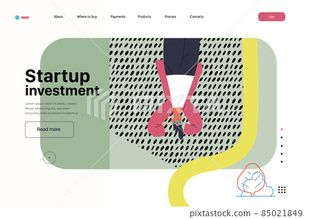 Startup illustration, website landing template. Concept of building new business Startup illustration, website landing template. Concept of building new business 85021849