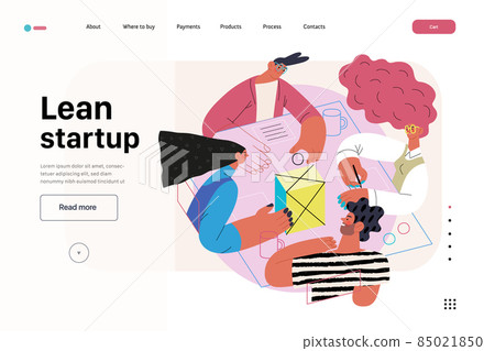 Startup illustration, website landing template. Concept of building new business 85021850