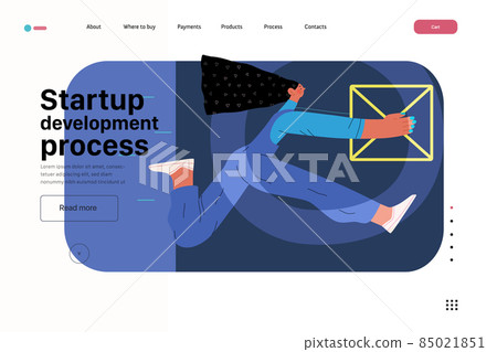 Startup illustration, website landing template. Concept of building new business 85021851