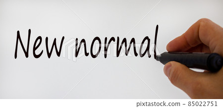 Hand writing 'new normal', isolated on beautiful white background. Concept. 85022751