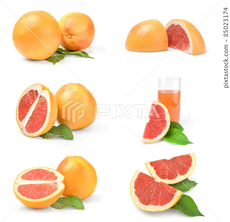 Set of grapefruit isolated on a white background Set of grapefruit isolated on a white background 85023174