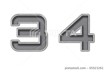 A set of numbers 34, silver metal perforated A set of numbers 34, silver metal perforated 85023261