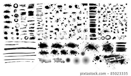 Set of grunge elements from blots. Paint stains black blotch background. Grunge Design Element. Brush Strokes. Frame for text. Vector illustration Set of grunge elements from blots. Paint stains black blotch background. Grunge Design Element. Brush Strokes. Frame for text. Vector illustration 85023335
