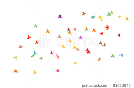 Colorful flying birds in the sky. Vector illustration 85023943