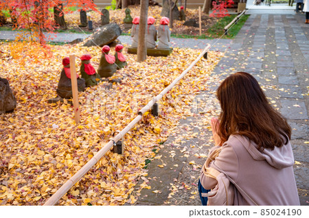 秋天在上真寺與地藏手牽手的女人 85024190