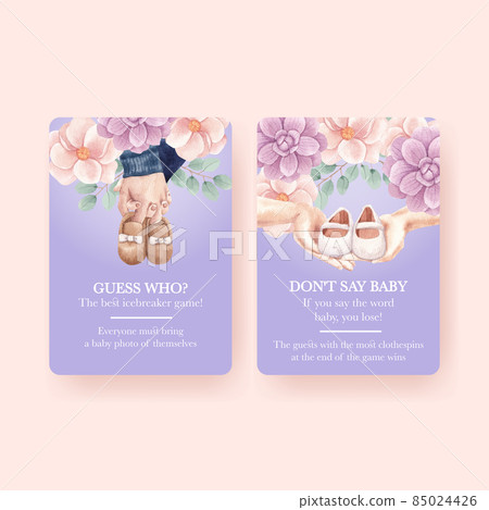 Game card  template with newborn baby concept,watercolor style 85024426