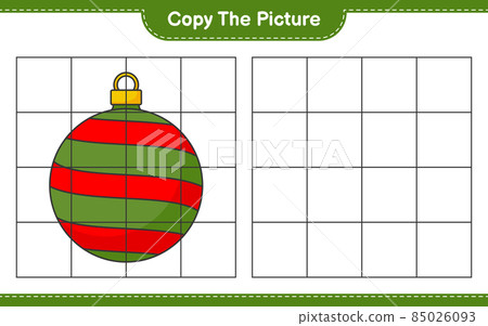 Copy the picture, copy the picture of Christmas Ball using grid lines. Educational children game, printable worksheet, vector illustration Copy the picture, copy the picture of Christmas Ball using grid lines. Educational children game, printable worksheet, vector illustration 85026093