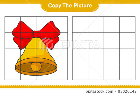 Copy the picture, copy the picture of Christmas Bell using grid lines. Educational children game, printable worksheet, vector illustration 85026142