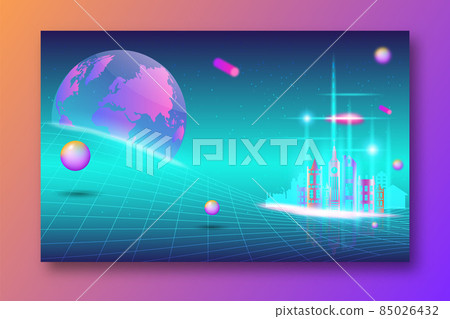 Concept of Future digital technology metaverse, colorful background. Vector illustration eps10 Concept of Future digital technology metaverse, colorful background. Vector illustration eps10 85026432