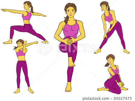 5 sets of fitness instructor women stretching 85027473