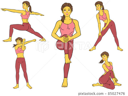 5 sets of fitness instructor women stretching 5 sets of fitness instructor women stretching 85027476